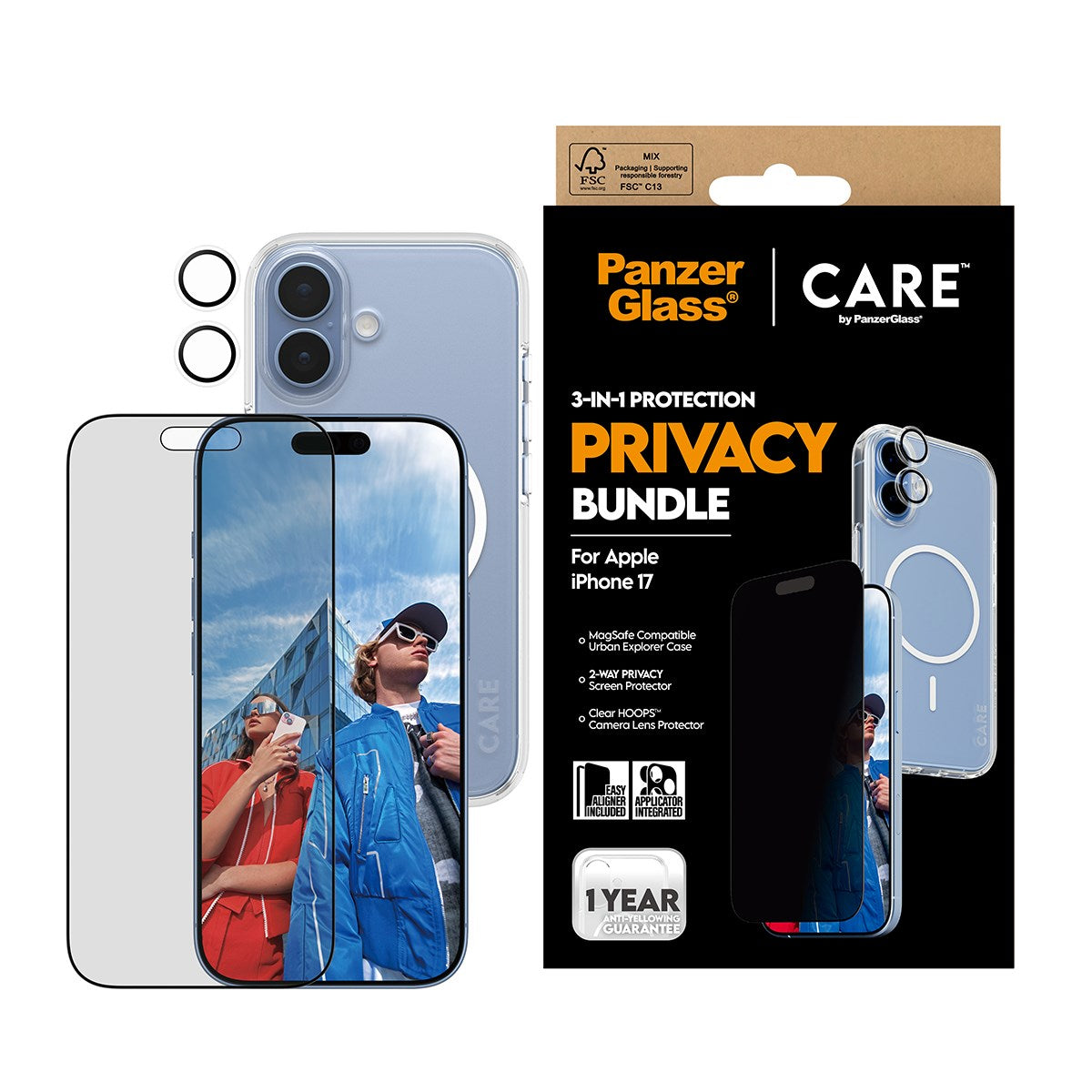 PanzerGlass® | CARE by PanzerGlass® Urban Explorer 3-in-1 Privacy Bundle iPhone 17